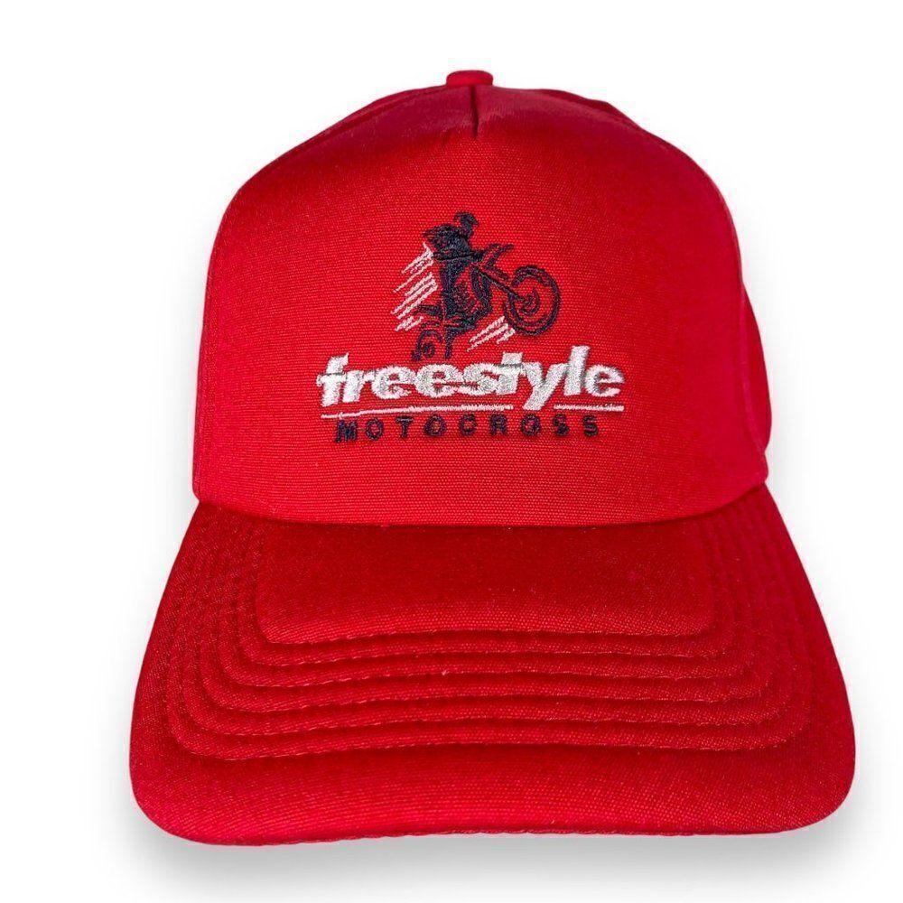 Freestyle Motocross Dirt Bike Racing Snapback Trucker Hat‎ Red Adjustable OS